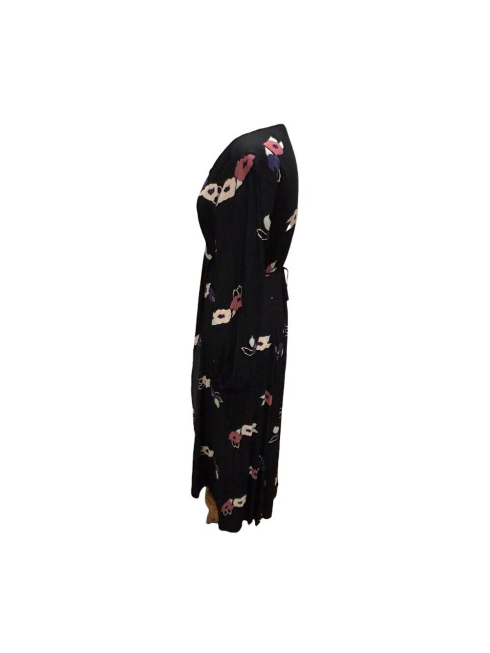 Rolla’s Black Floral Wrap Maxi Dress Medium Long Sleeve Boho Romantic M - Picture 3 of 8